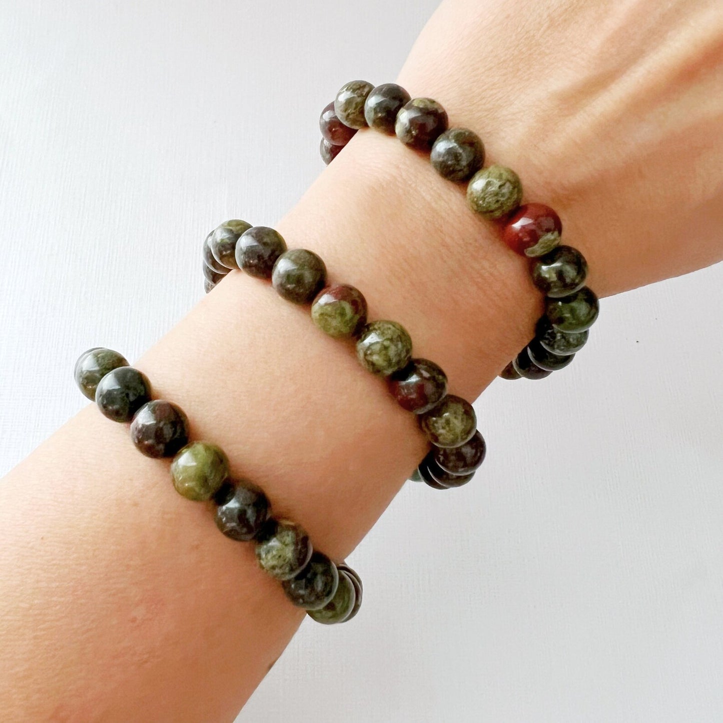 8mm Dragon Blood Jasper Beaded Bracelet