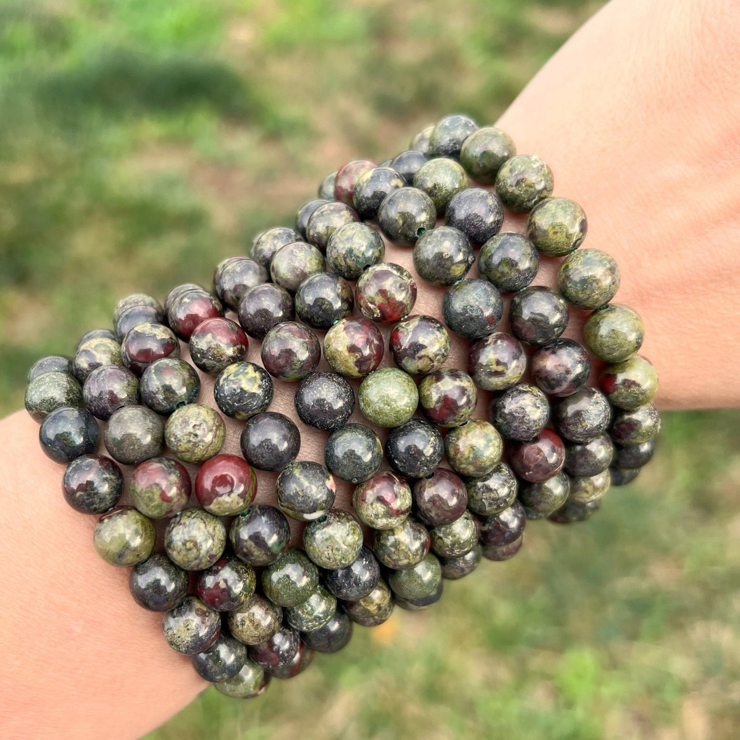 8mm Dragon Blood Jasper Beaded Bracelet