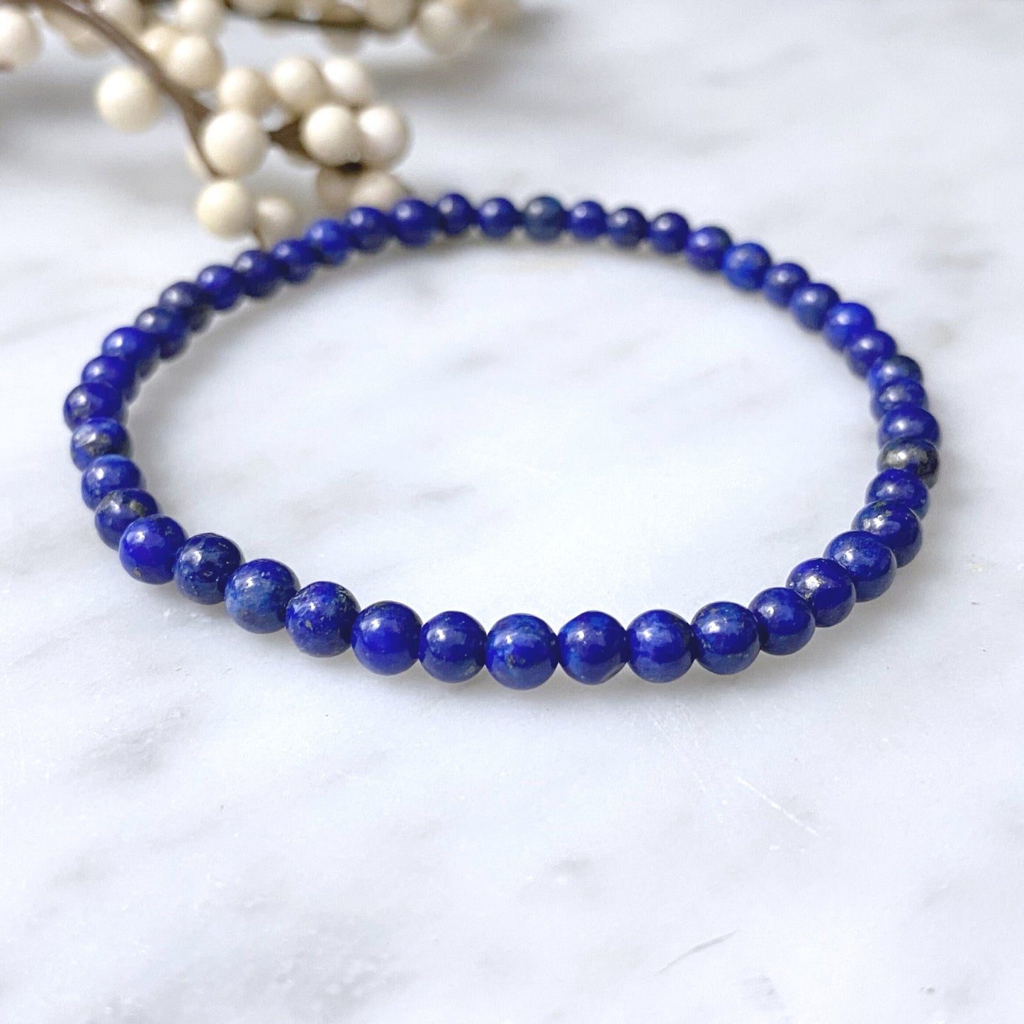 4mm Lapis Lazuli Beaded Bracelet