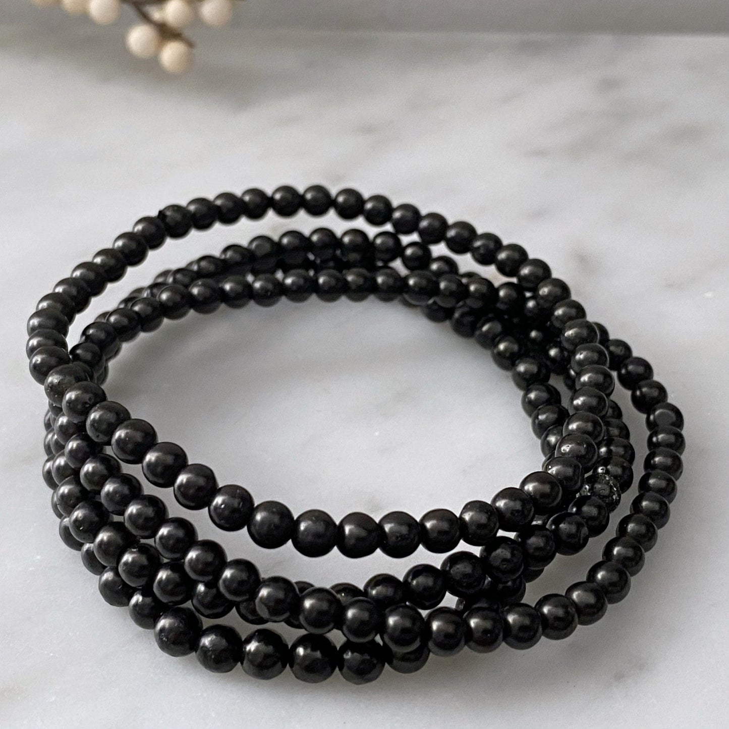 4mm Jet Beaded Bracelet