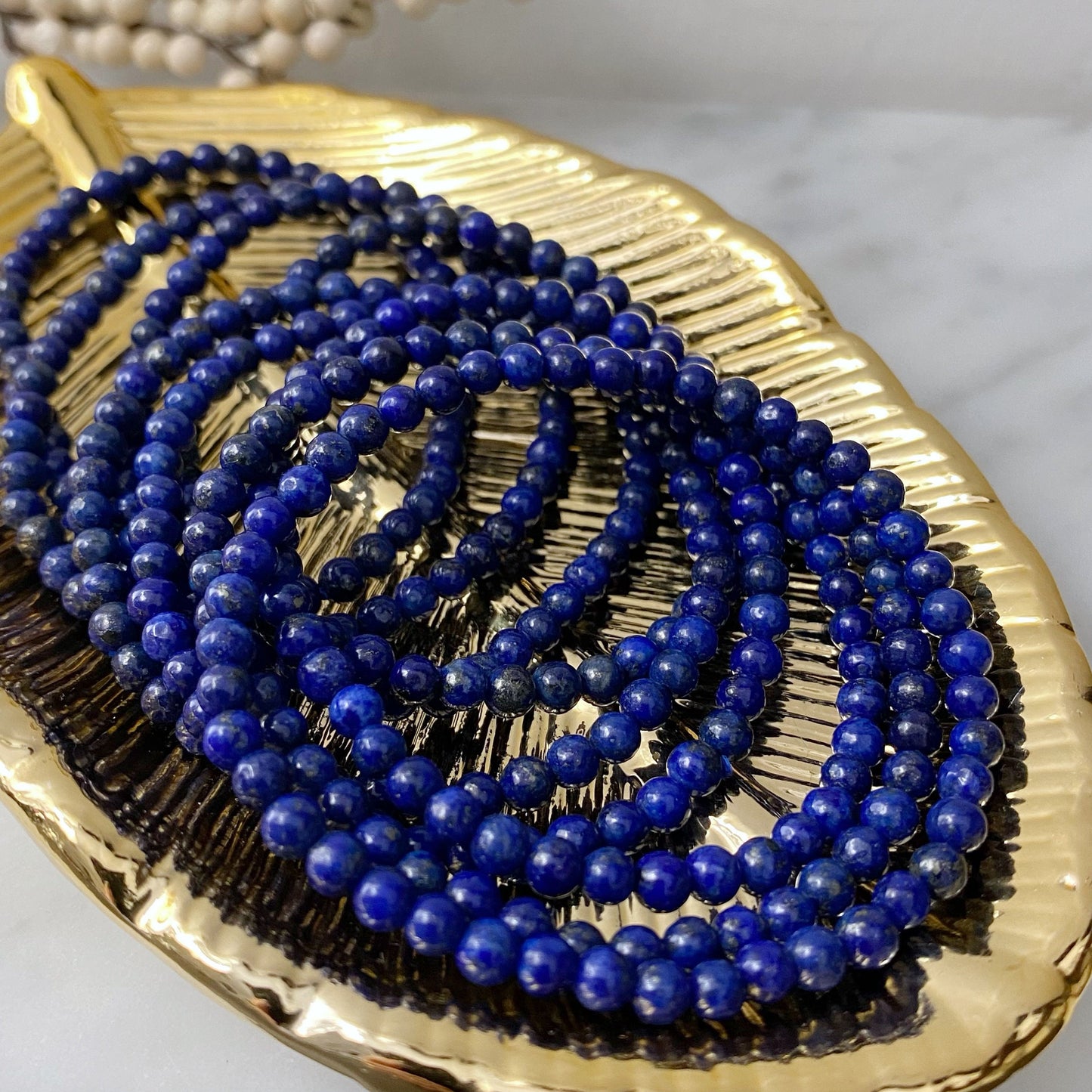 4mm Lapis Lazuli Beaded Bracelet