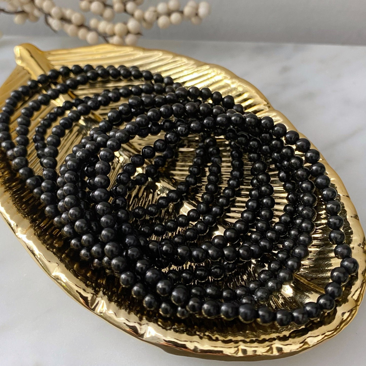 4mm Jet Beaded Bracelet