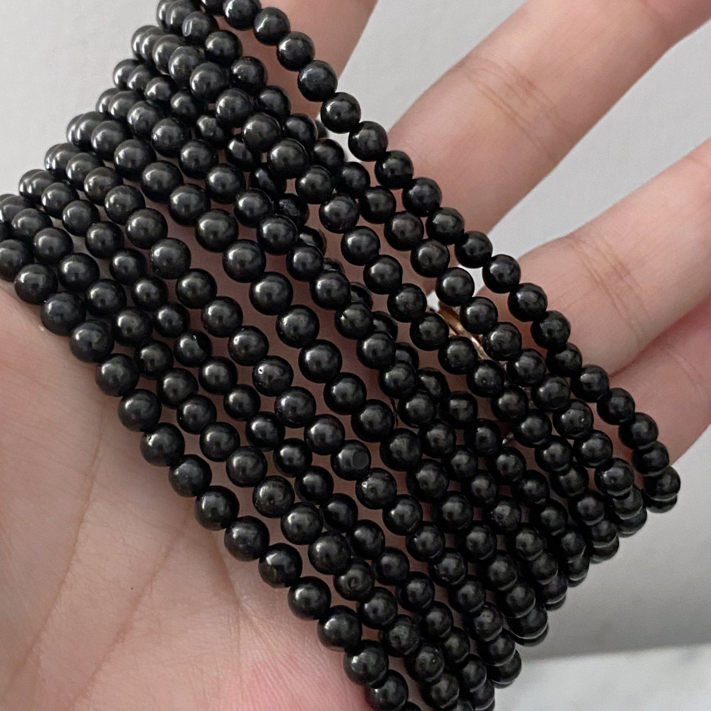 4mm Jet Beaded Bracelet