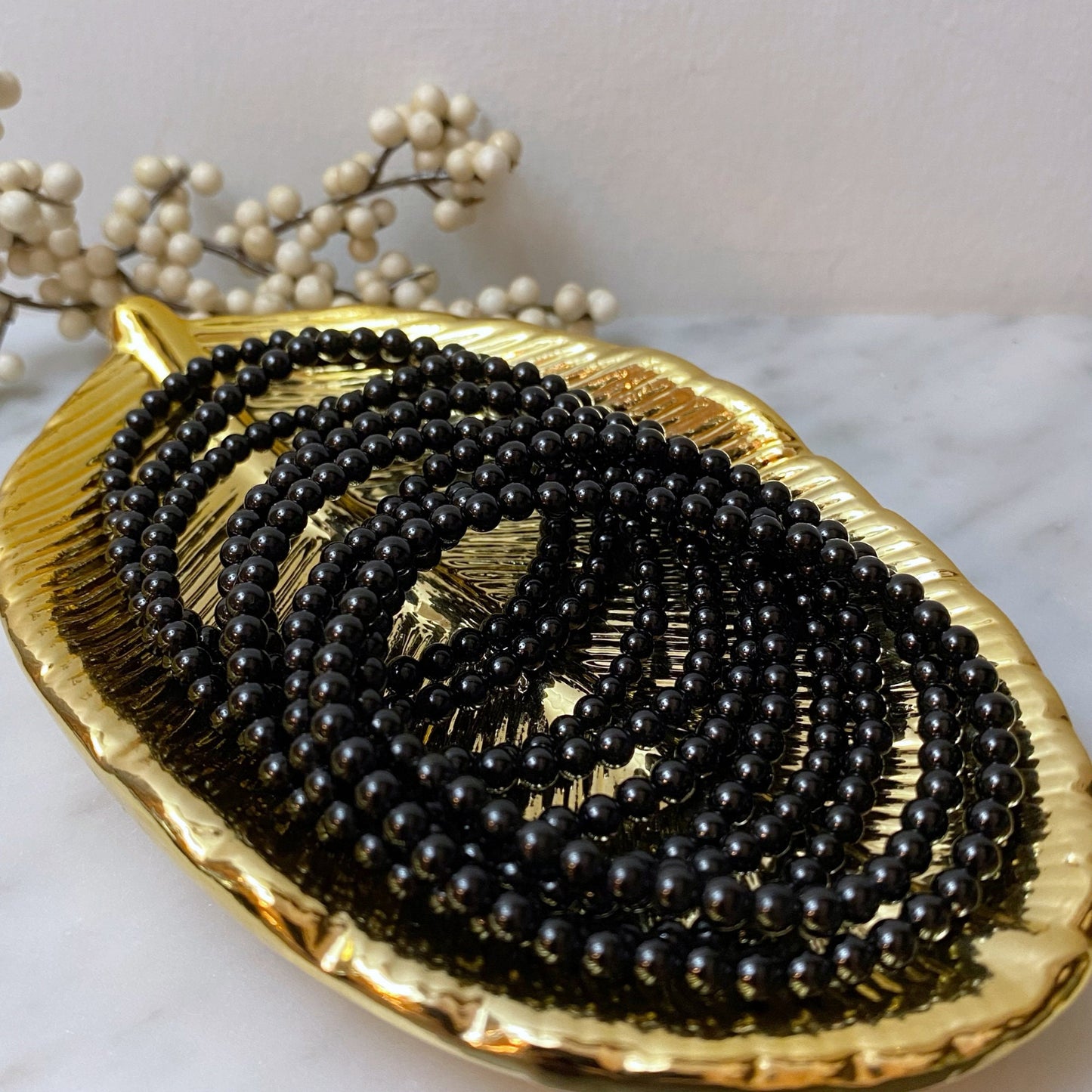 4mm Black Tourmaline Beaded Bracelet