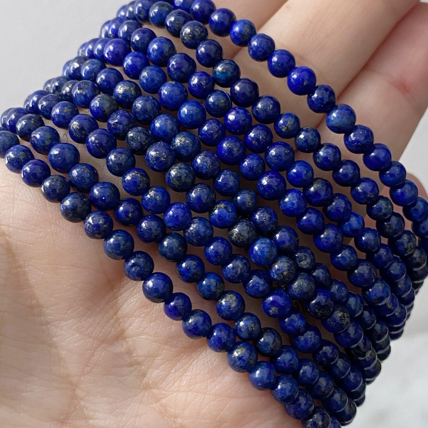 4mm Lapis Lazuli Beaded Bracelet