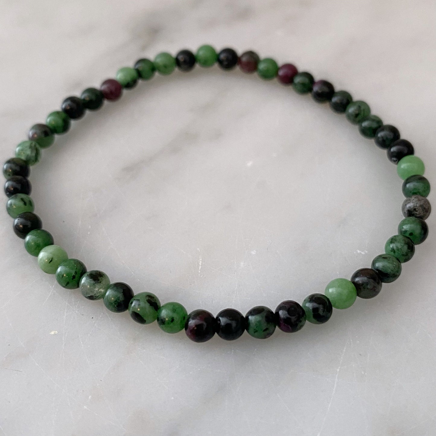 4mm Ruby Zoisite Beaded Bracelet