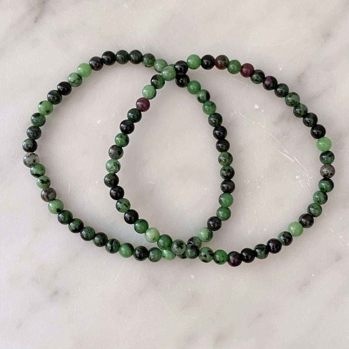 4mm Ruby Zoisite Beaded Bracelet