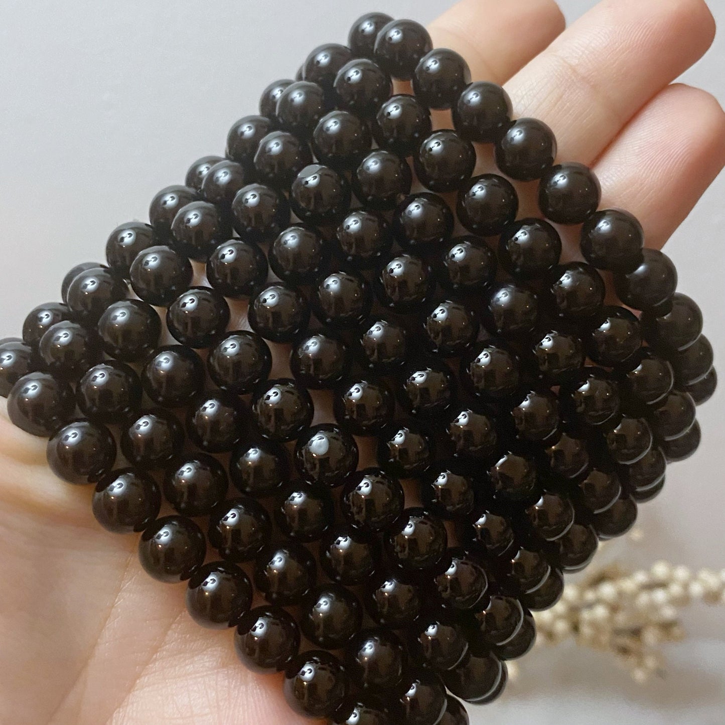 8mm Black Onyx Beaded Bracelet