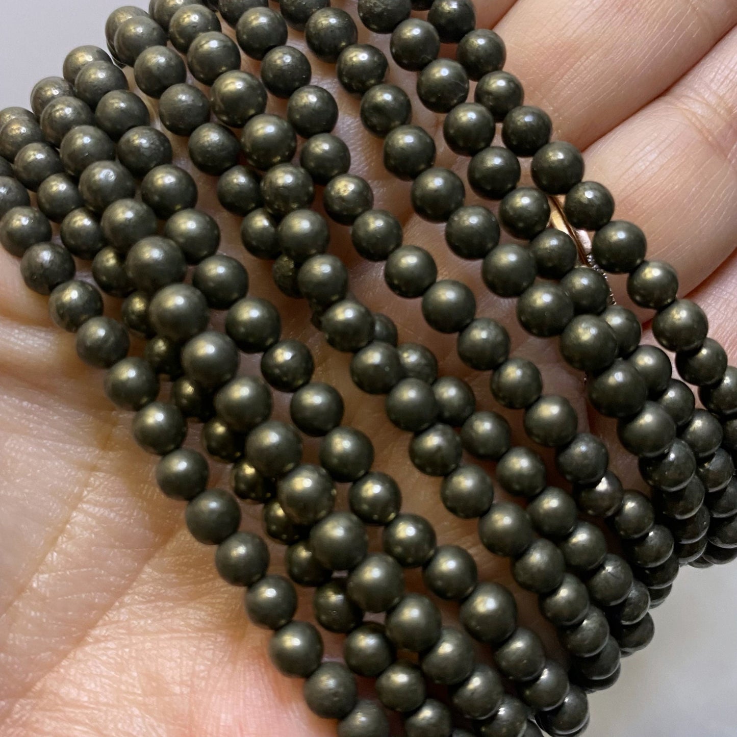 4mm Pyrite Beaded Bracelet