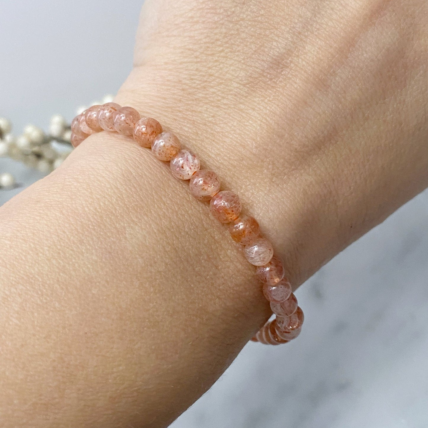 4mm Sunstone Beaded Bracelet