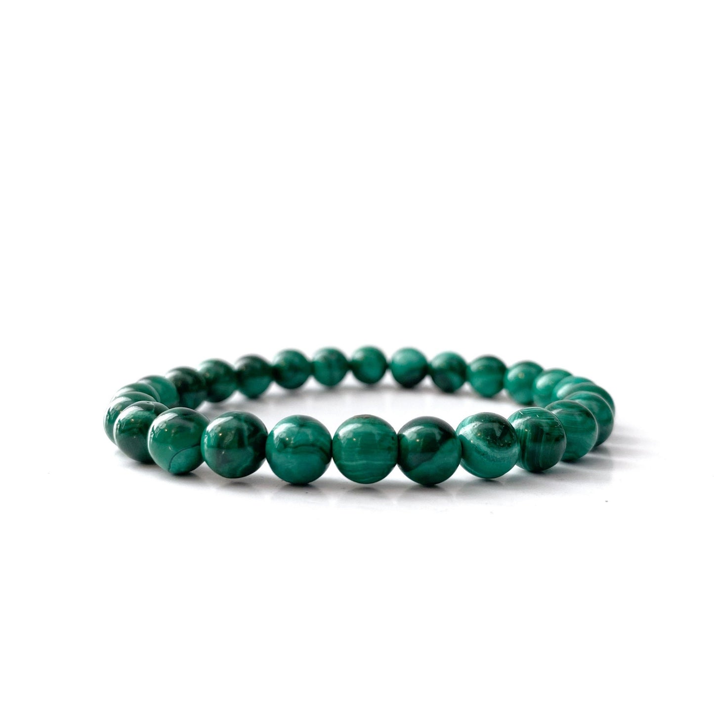 8mm Genuine Malachite Beaded Bracelet