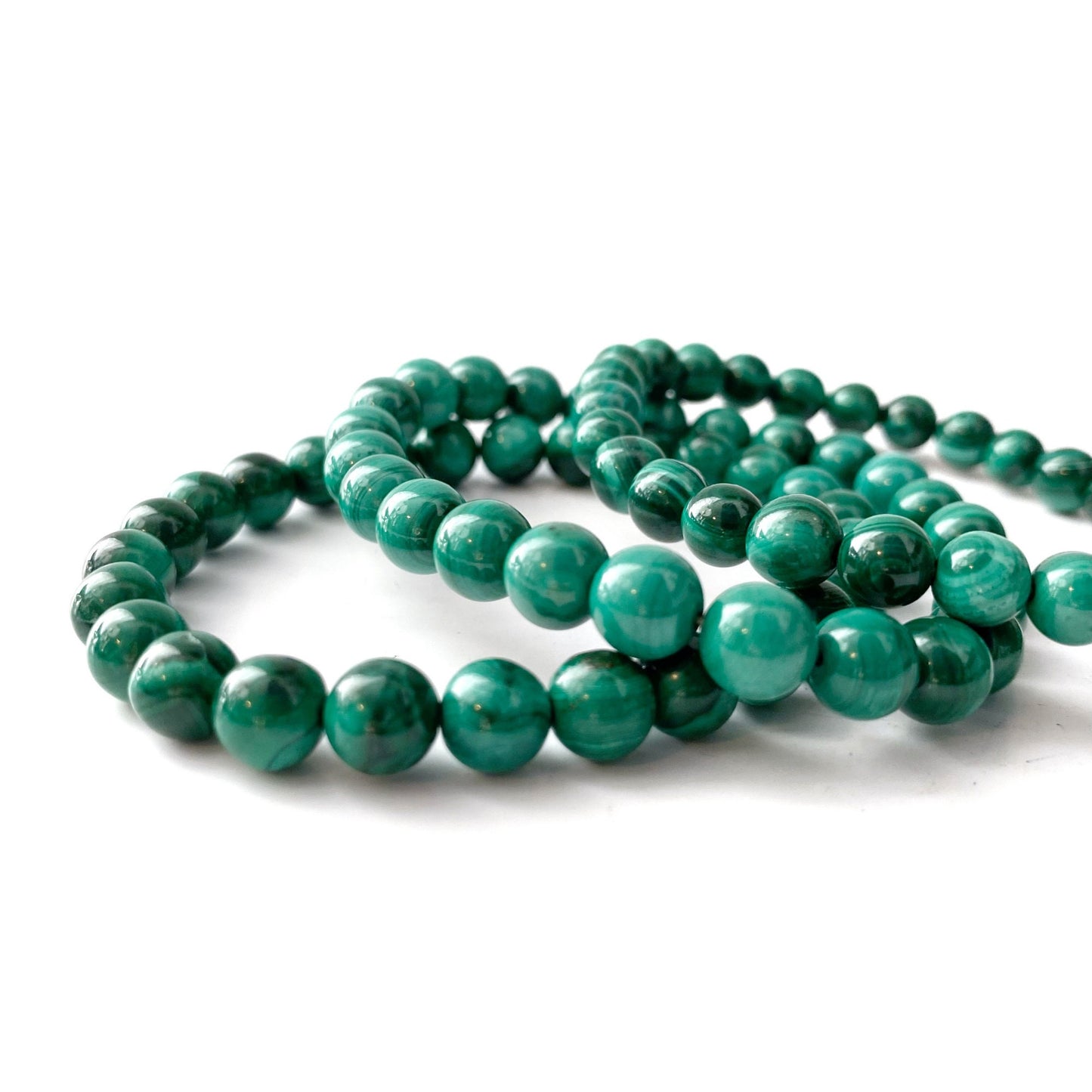 8mm Genuine Malachite Beaded Bracelet