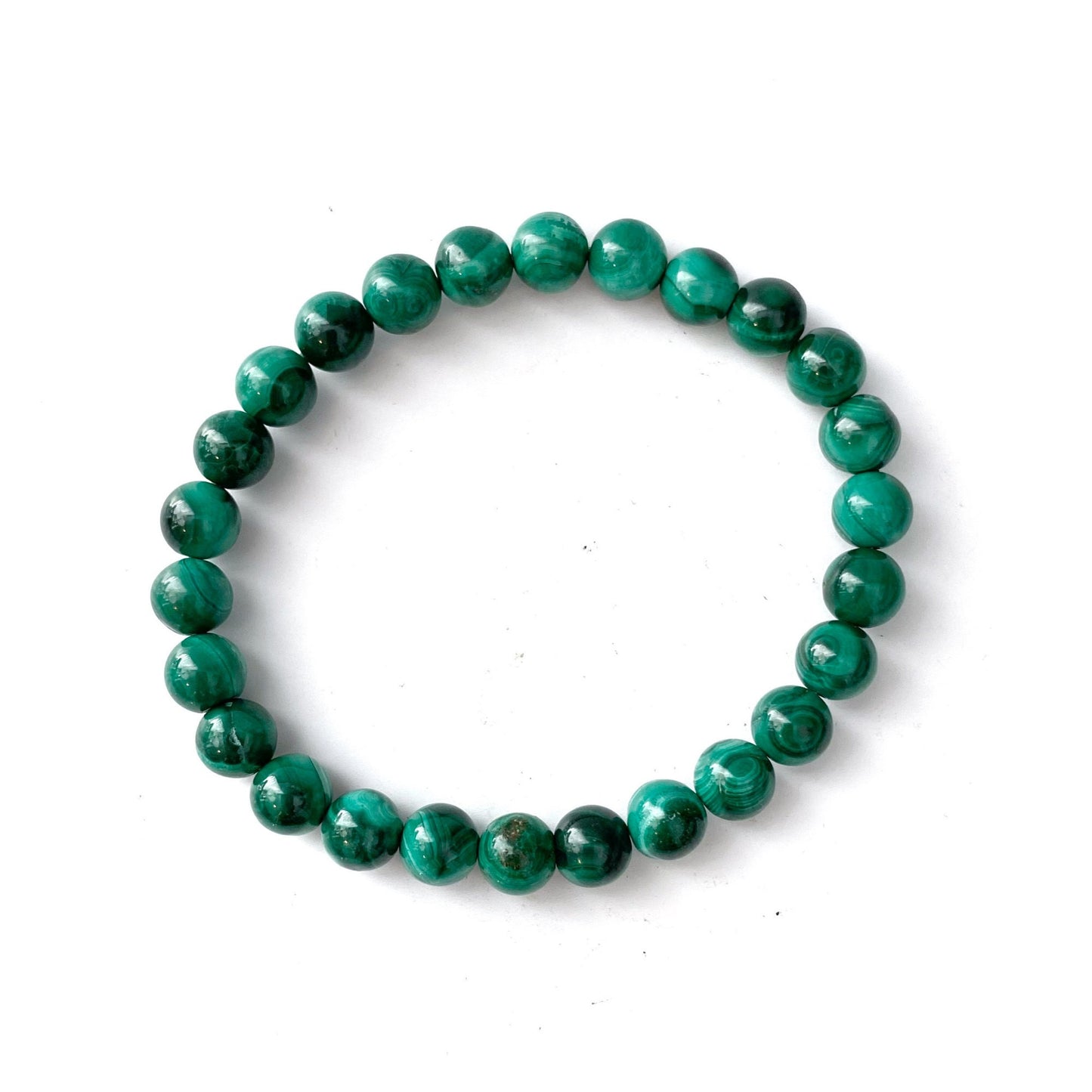 8mm Genuine Malachite Beaded Bracelet