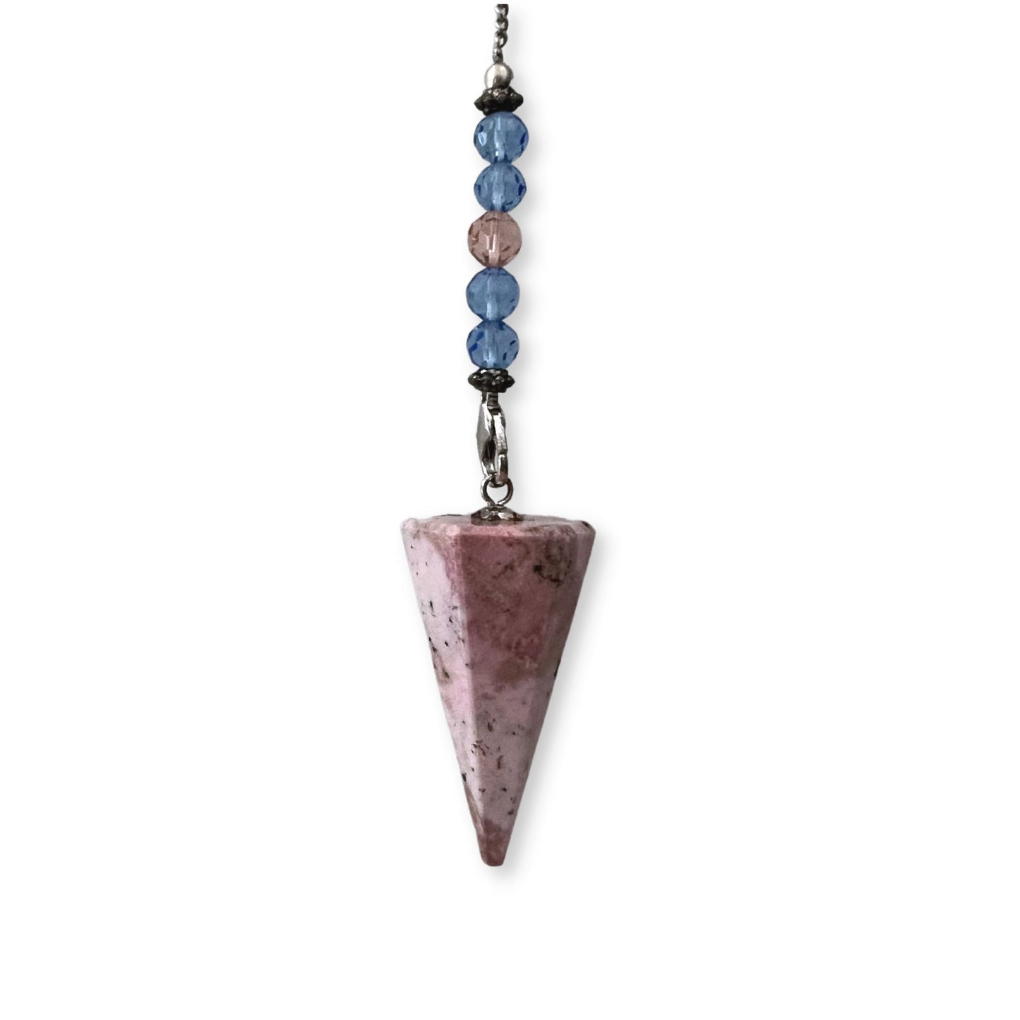 Rhodonite Hexagonal Pendulum with Heart Charm