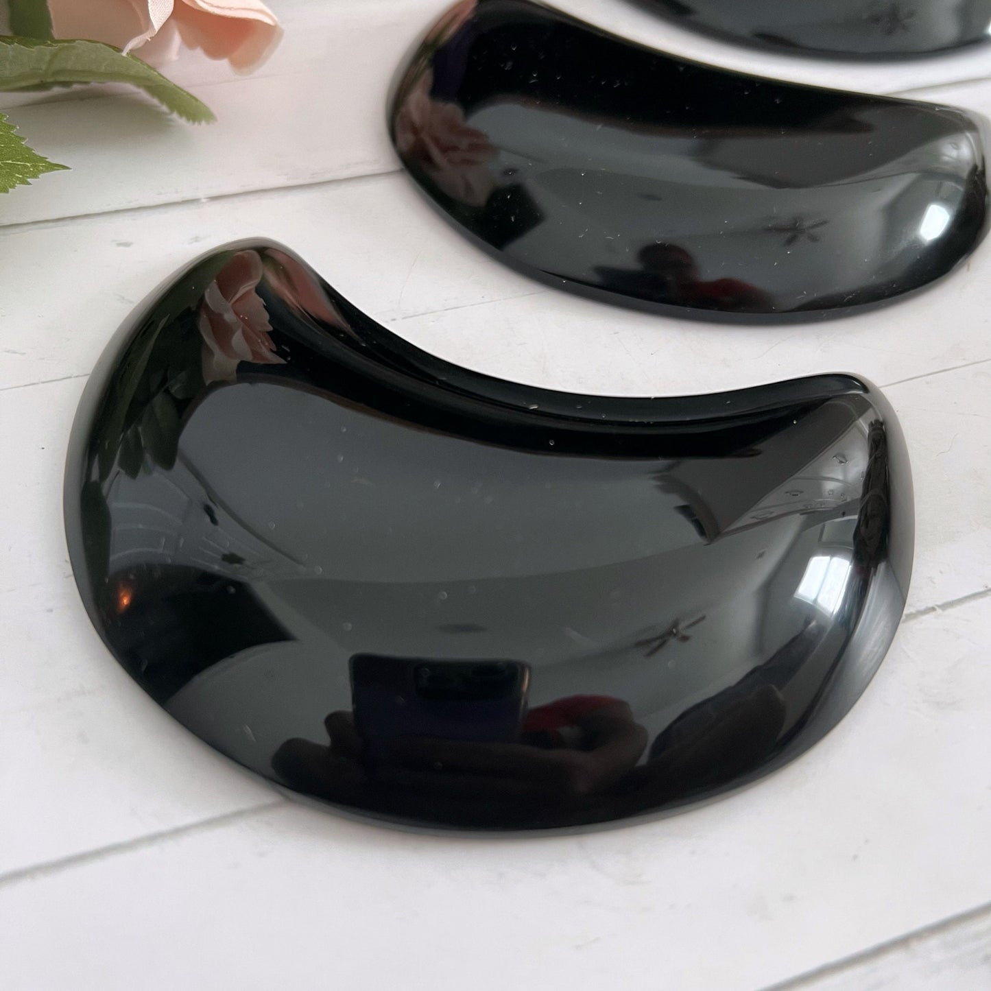 4" Obsidian Crescent Moon