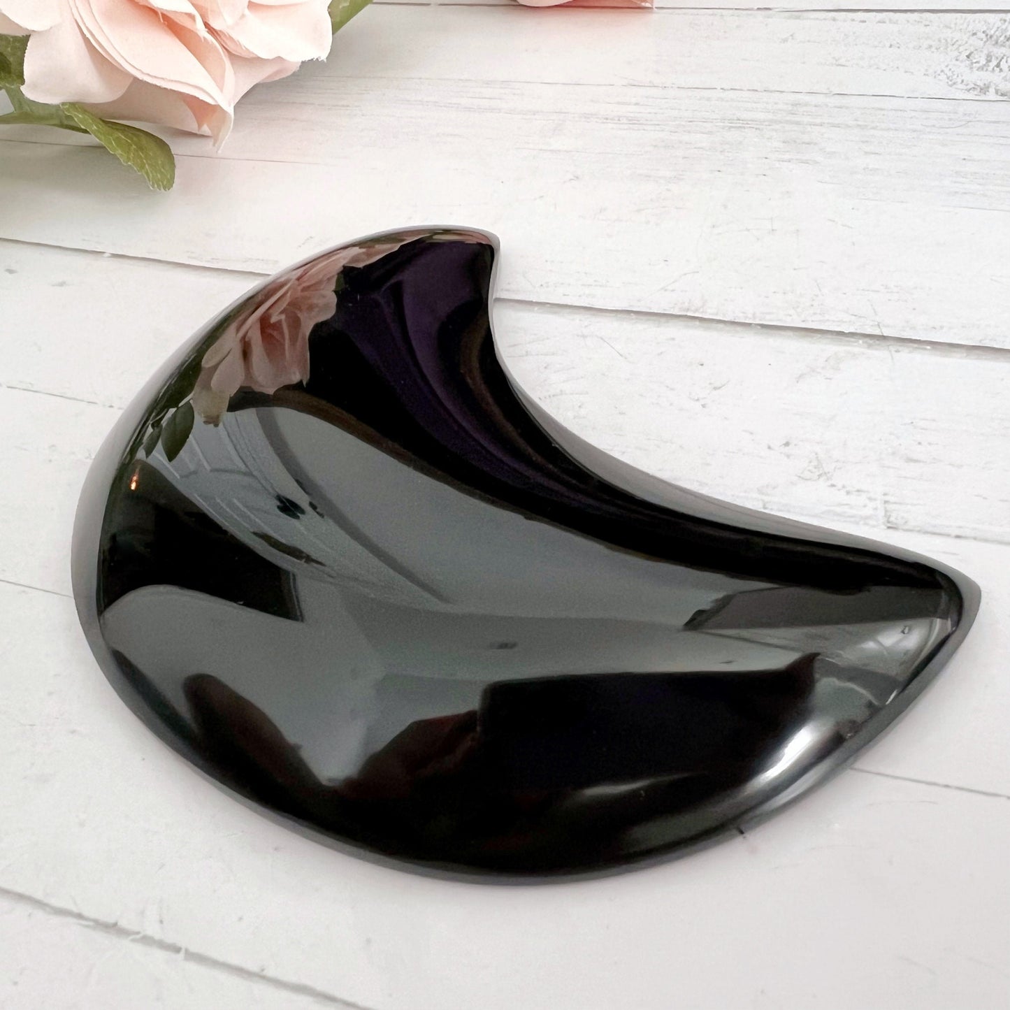 4" Obsidian Crescent Moon