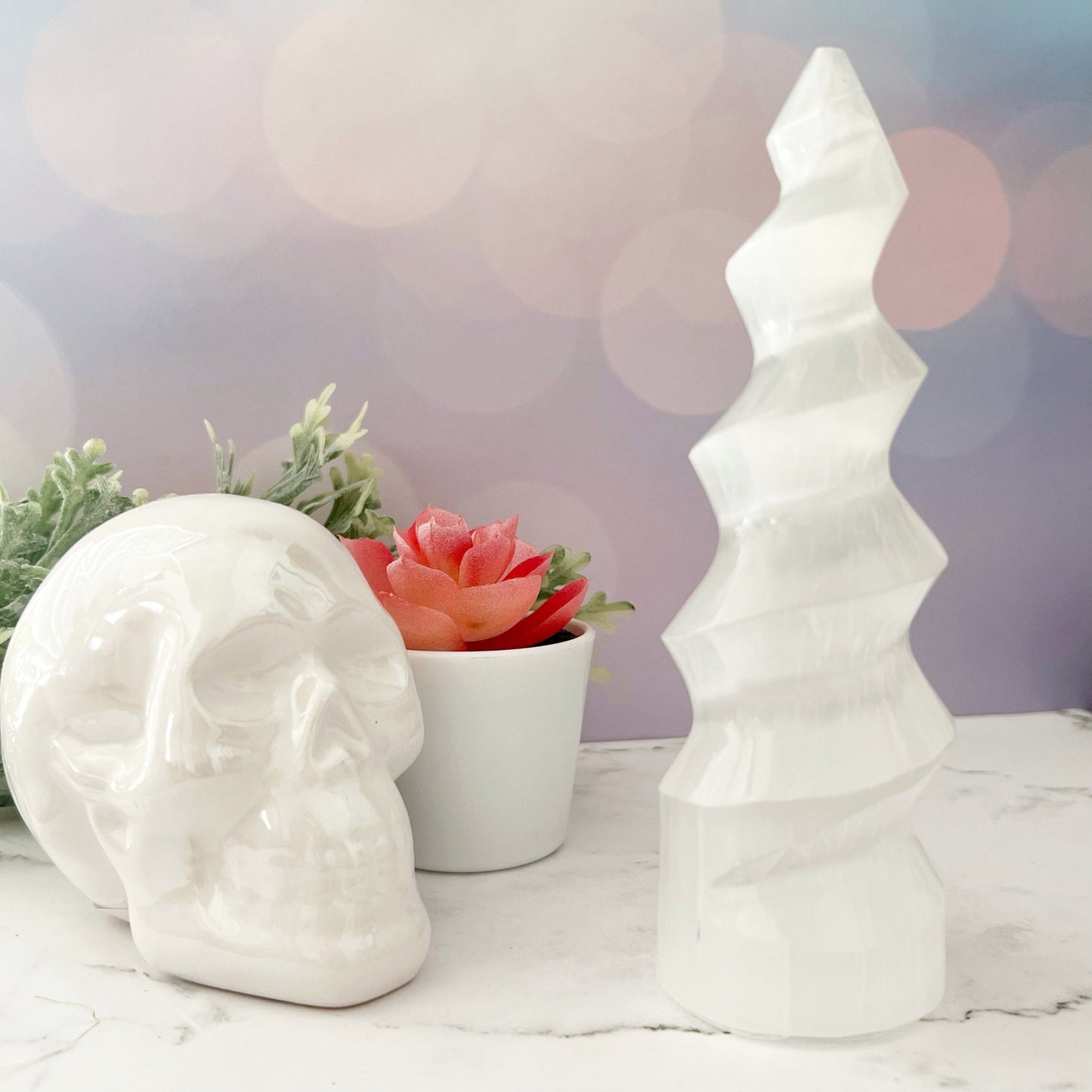 5-6" Selenite Crystal Twist Tower Skyscraper