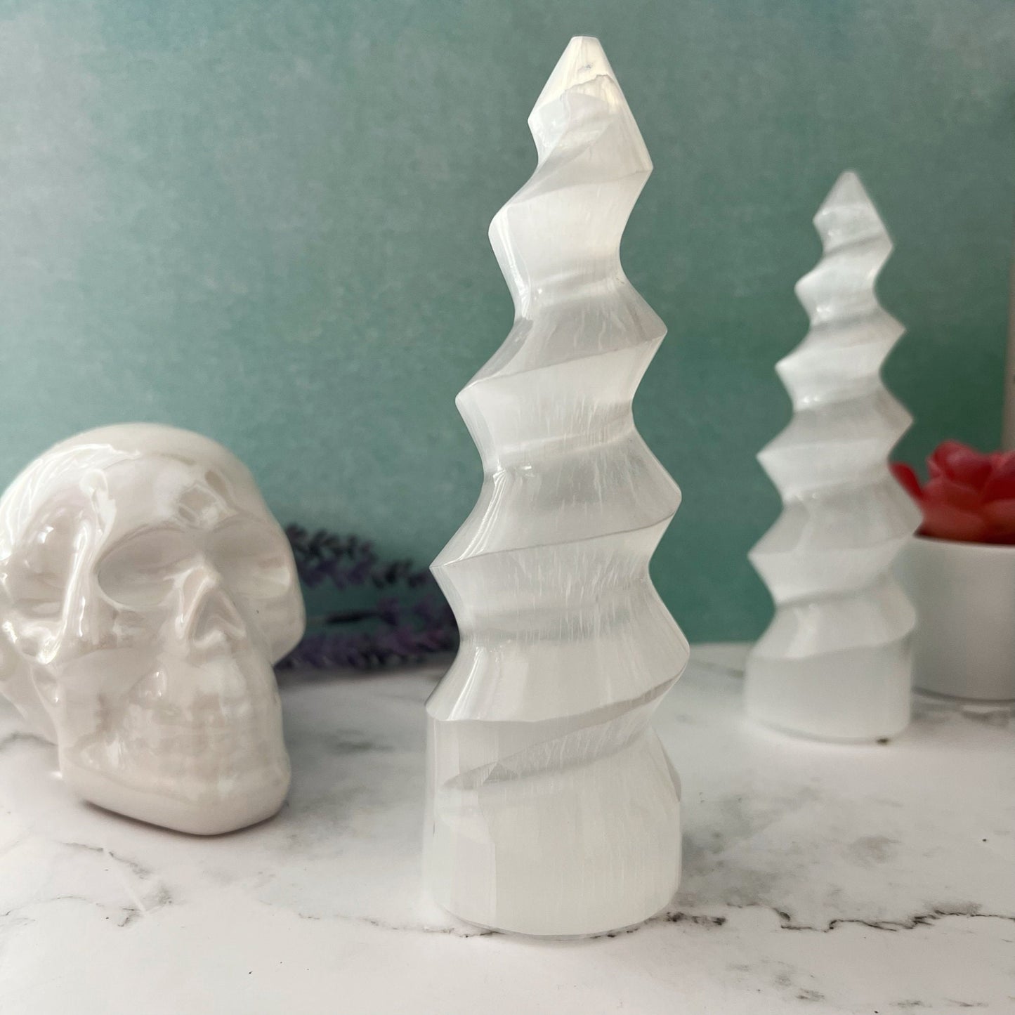 5-6" Selenite Crystal Twist Tower Skyscraper