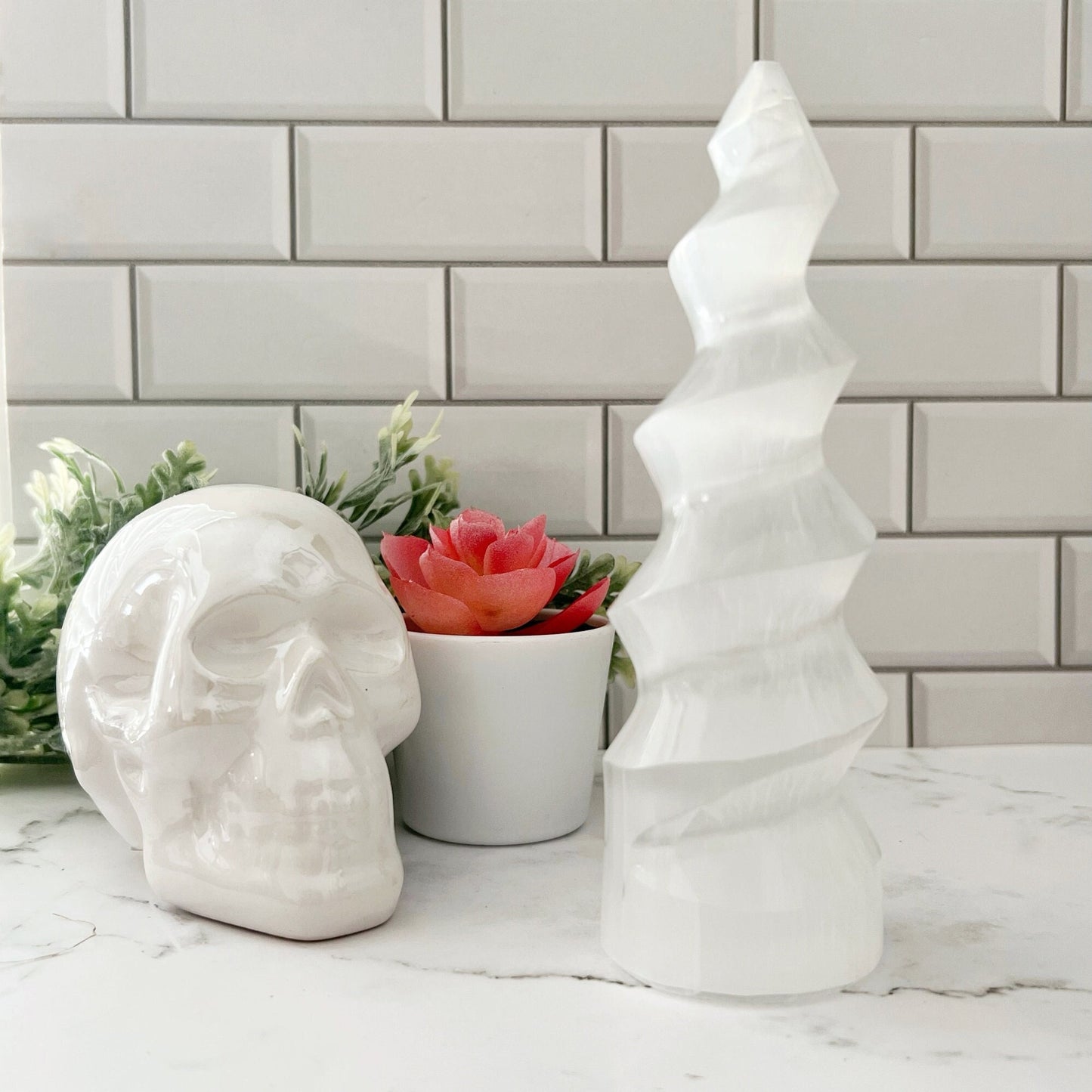 5-6" Selenite Crystal Twist Tower Skyscraper