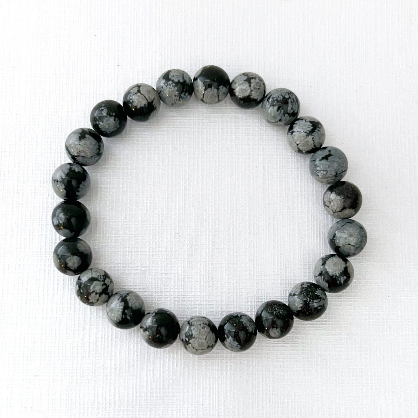 8mm Snowflake Obsidian Beaded Bracelet