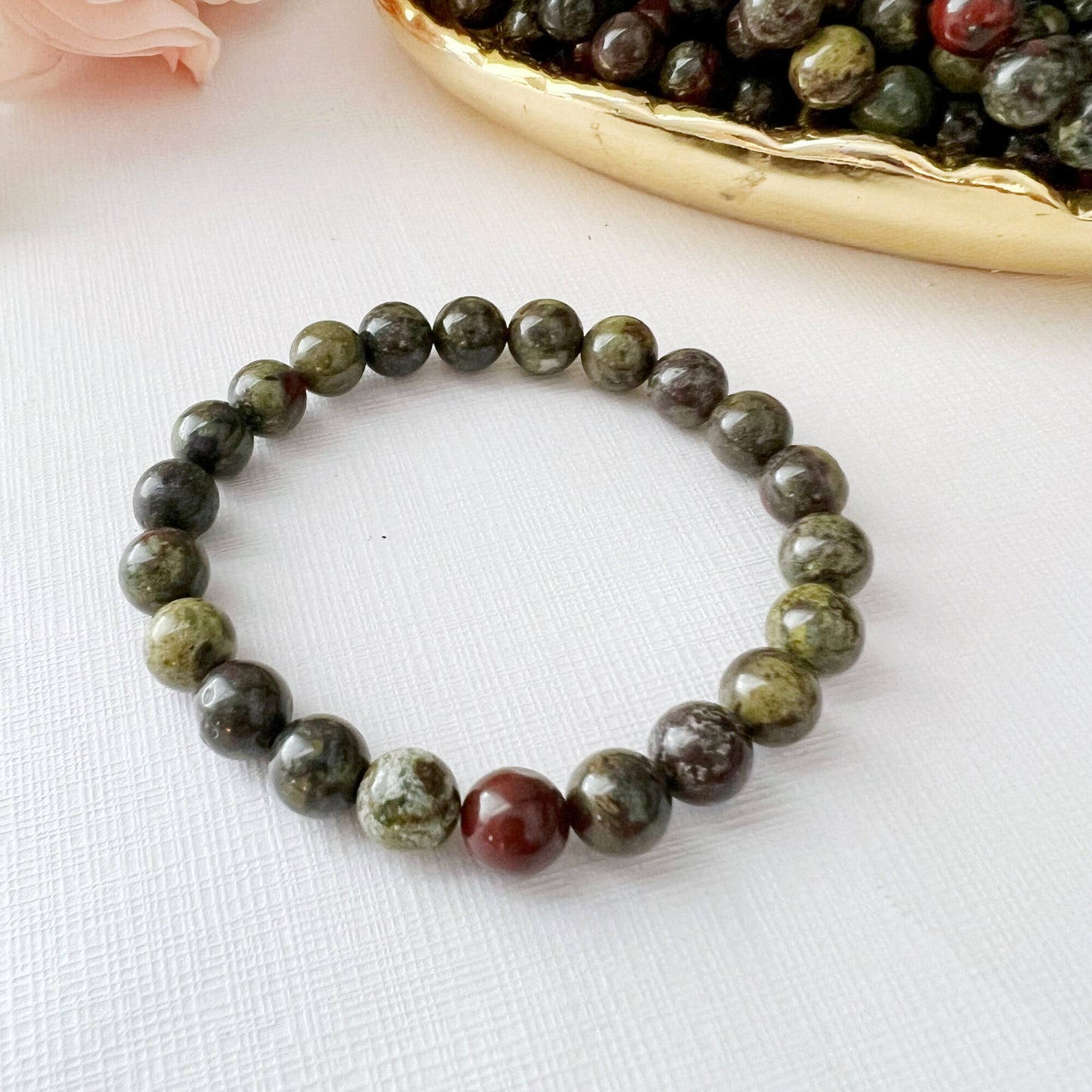 8mm Dragon Blood Jasper Beaded Bracelet