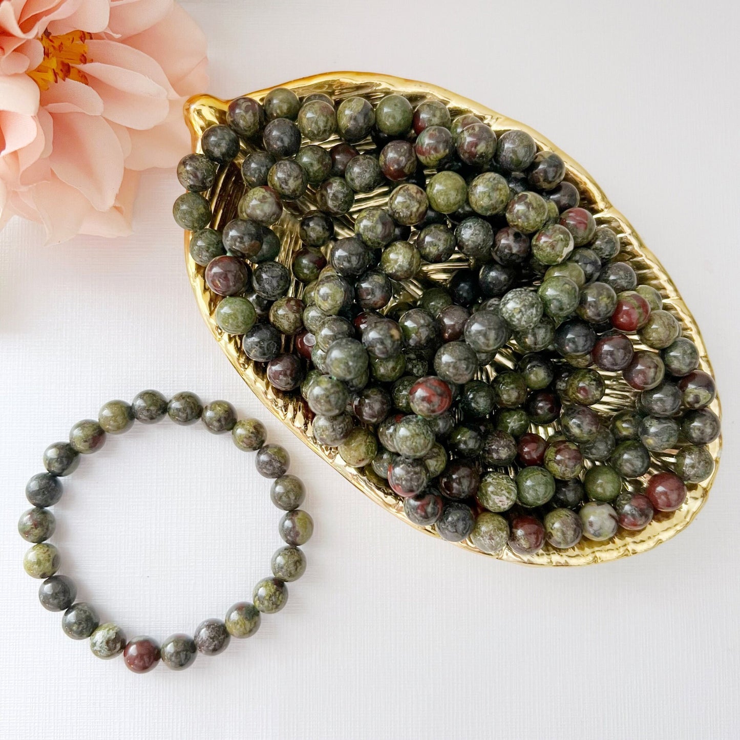8mm Dragon Blood Jasper Beaded Bracelet