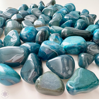 Teal Agate Tumbled Stones