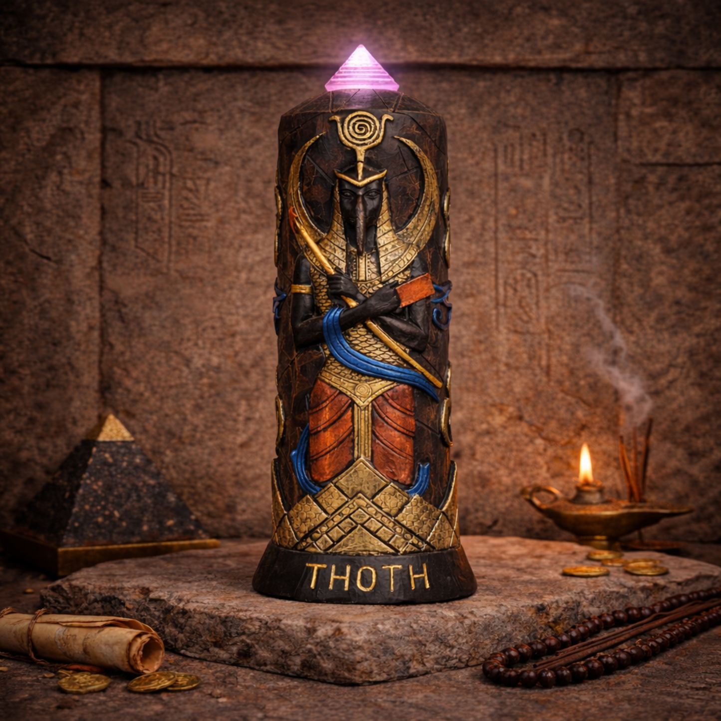 10" Polyresin Thoth LED Statue