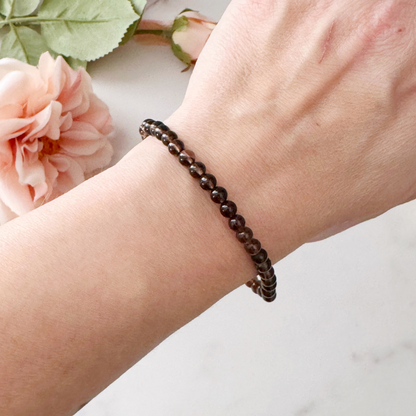 4mm Smoky Quartz Beaded Bracelet