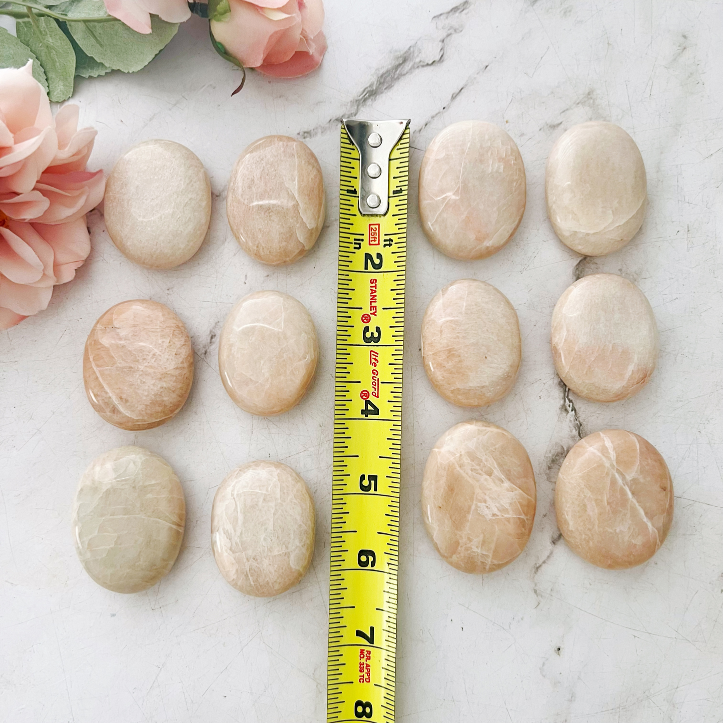 Peach Moonstone Palm Stone