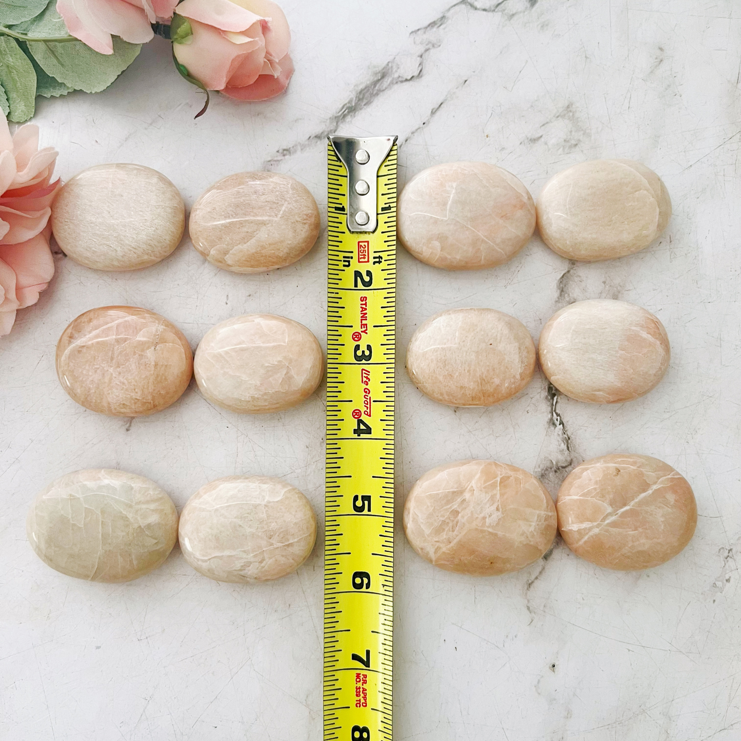 Peach Moonstone Palm Stone
