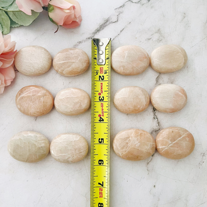 Peach Moonstone Palm Stone