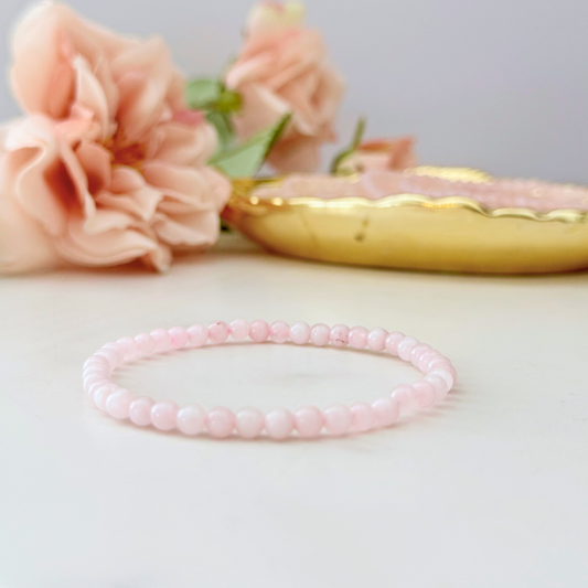4mm Rose Quartz Beaded Bracelet