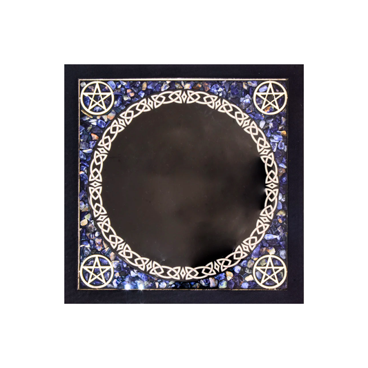 6.5" Black Obsidian Scrying Mirror with Sodalite