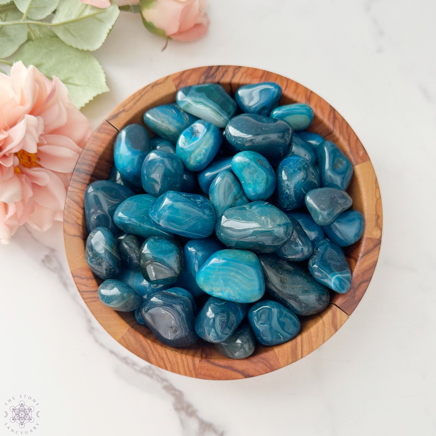 Teal Agate Tumbled Stones