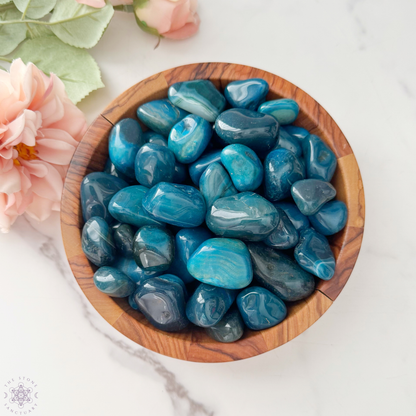 Teal Agate Tumbled Stones