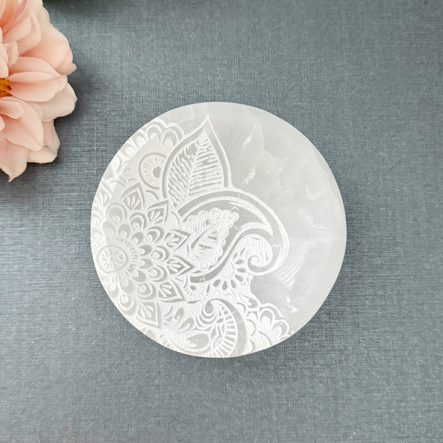 4" Selenite Lotus Round Bowl