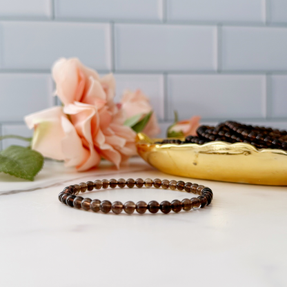 4mm Smoky Quartz Beaded Bracelet