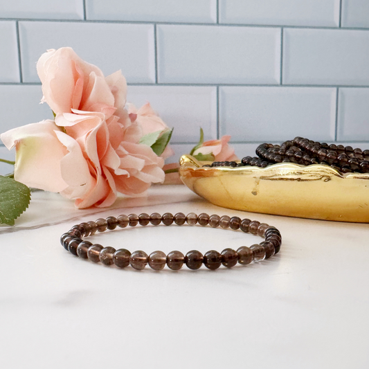 4mm Smoky Quartz Beaded Bracelet