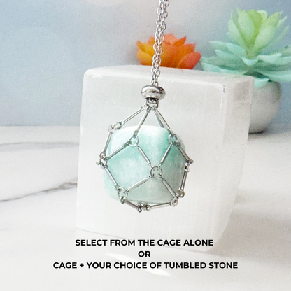 24" Stainless Steel Net Cage Necklace