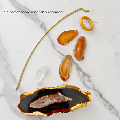 6" Carnelian & Sardonyx Agate Table Chime with Clear Quartz