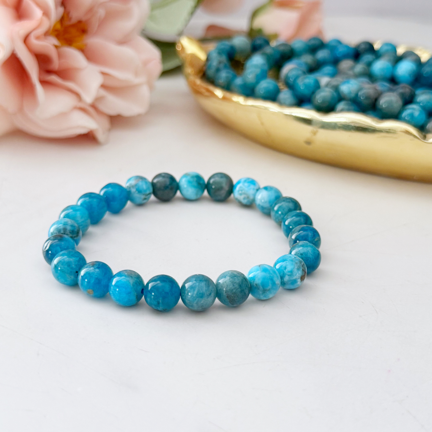 8mm Apatite Beaded Bracelet