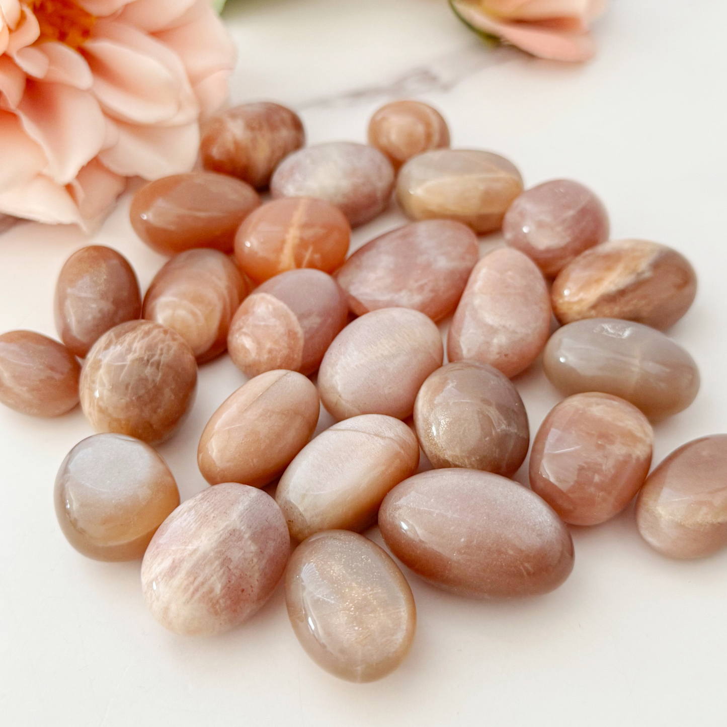 Peach Moonstone Tumbled Stones