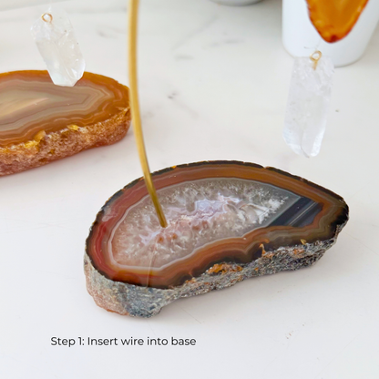 6" Carnelian & Sardonyx Agate Table Chime with Clear Quartz