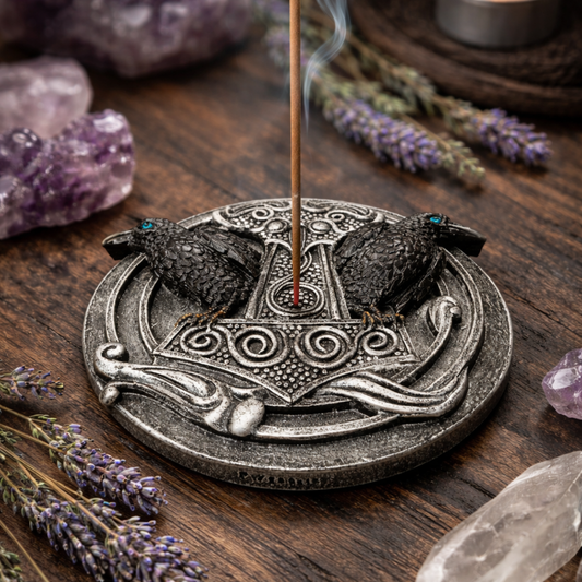 Ravens & Thor’s Hammer Incense Holder