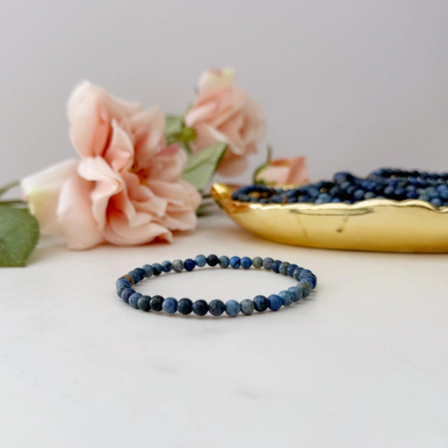4mm Dumortierite Beaded Bracelet