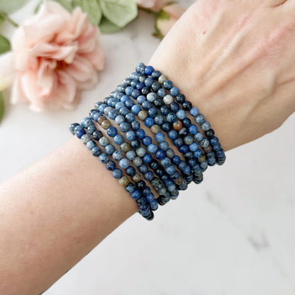 4mm Dumortierite Beaded Bracelet