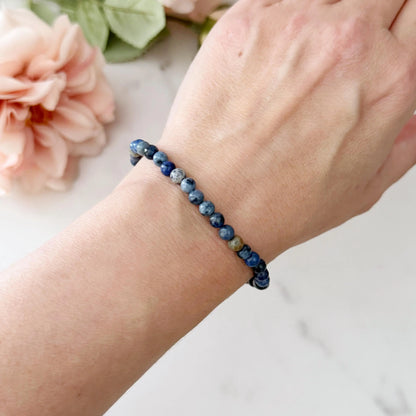 4mm Dumortierite Beaded Bracelet