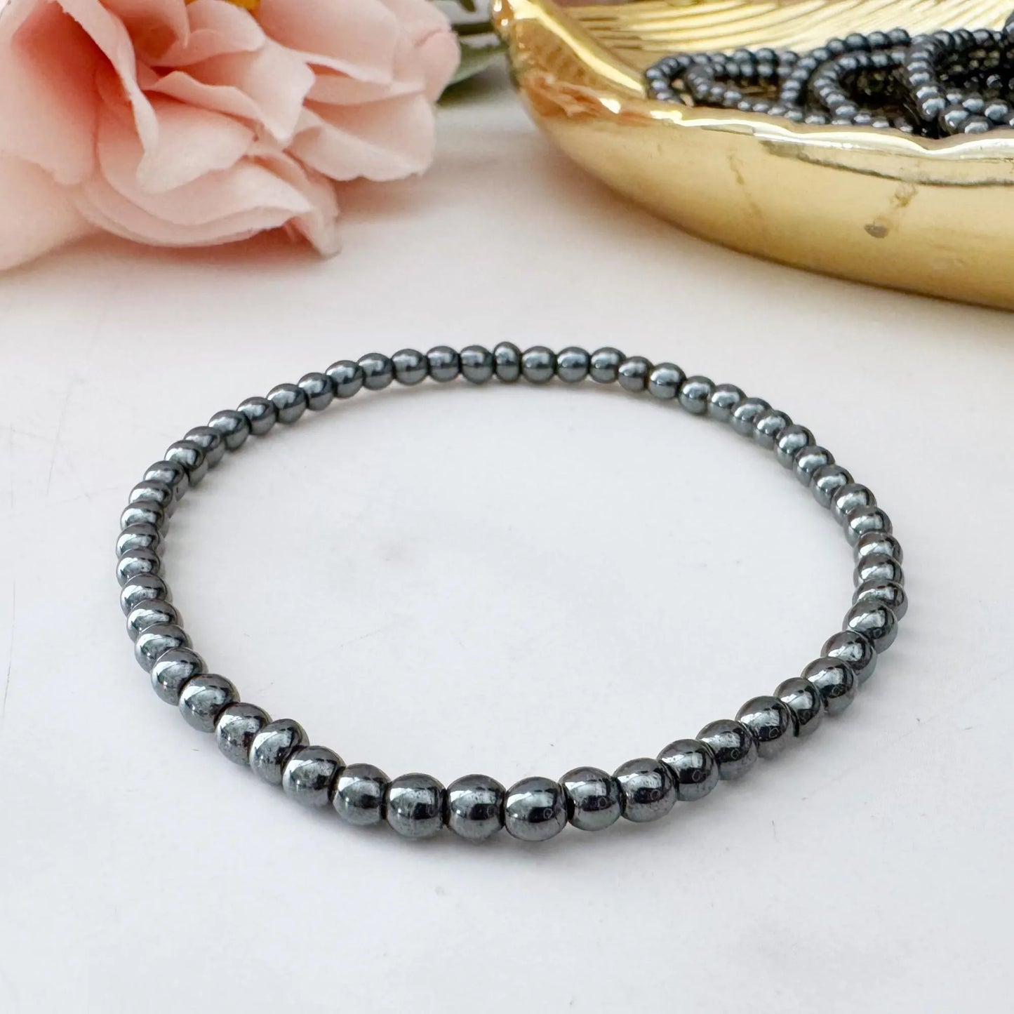 4mm Hematite Beaded Bracelet