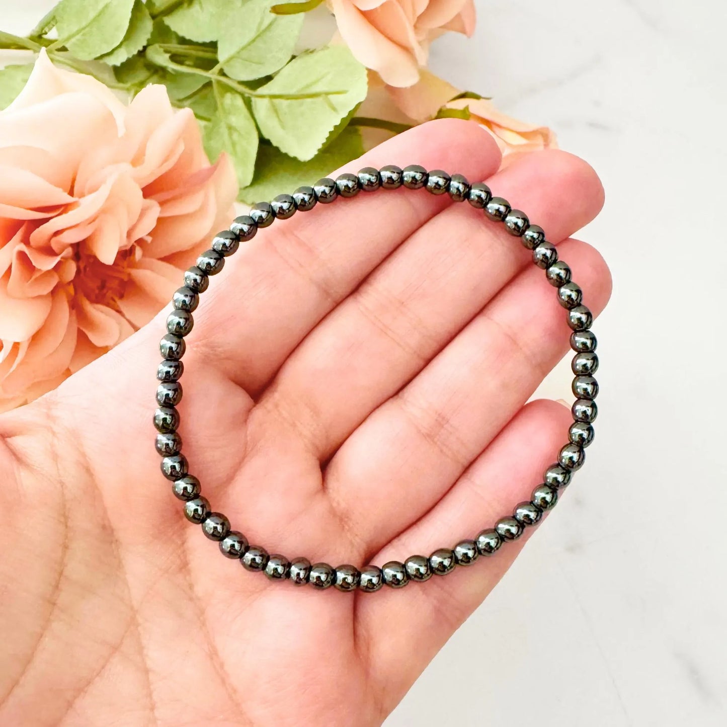 4mm Hematite Beaded Bracelet